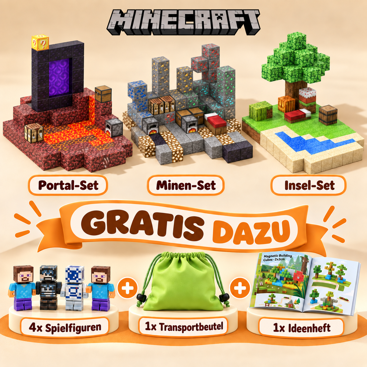 KidsCraft® Patentierte Minecraft Magnetbausteine