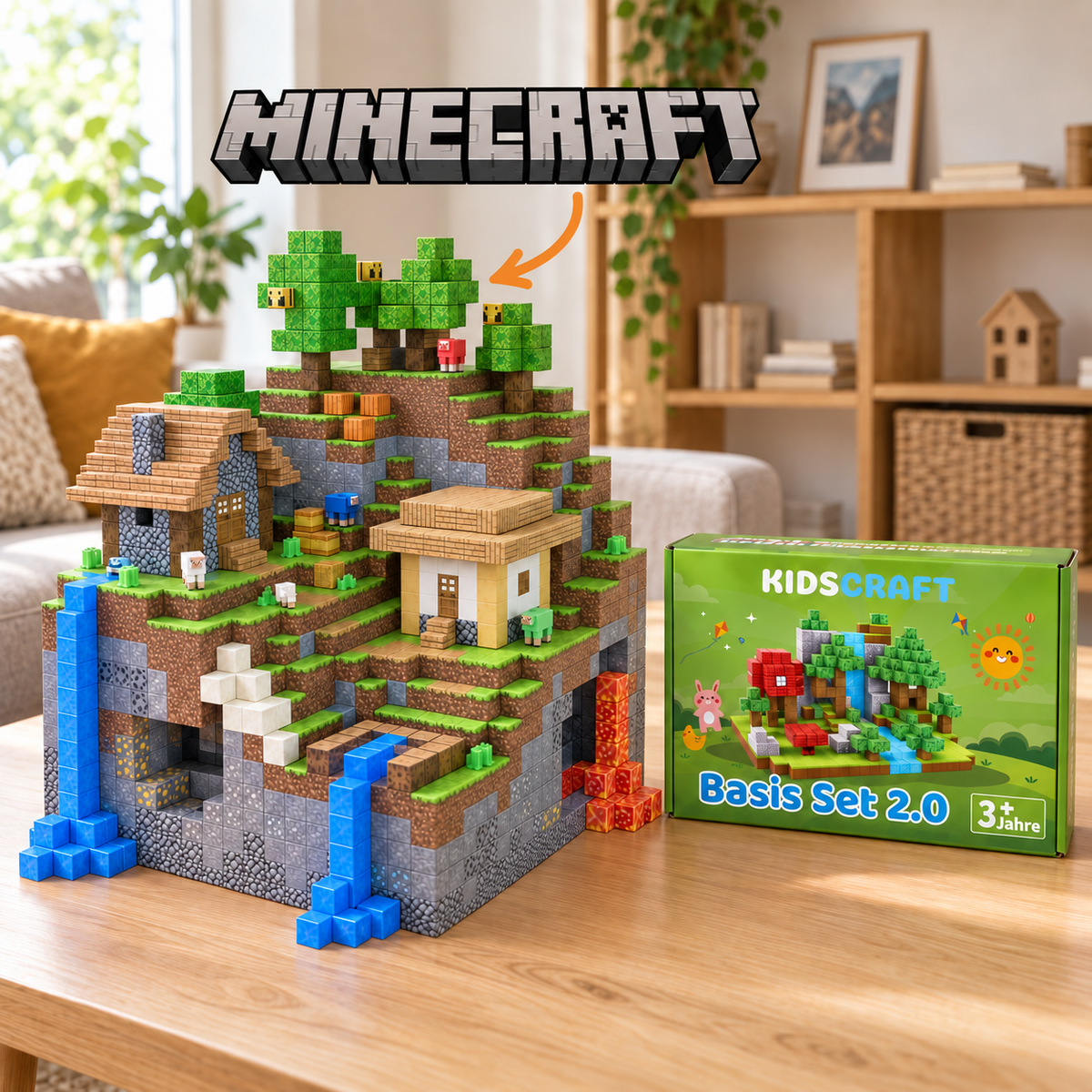 Zwei Kinder bauen ihre eigene KidsCraft Spielwelt